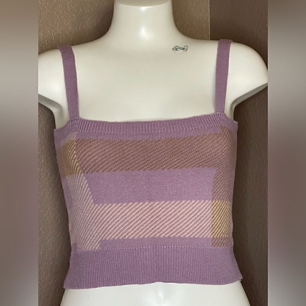 Witty fox purple knit crop top size M